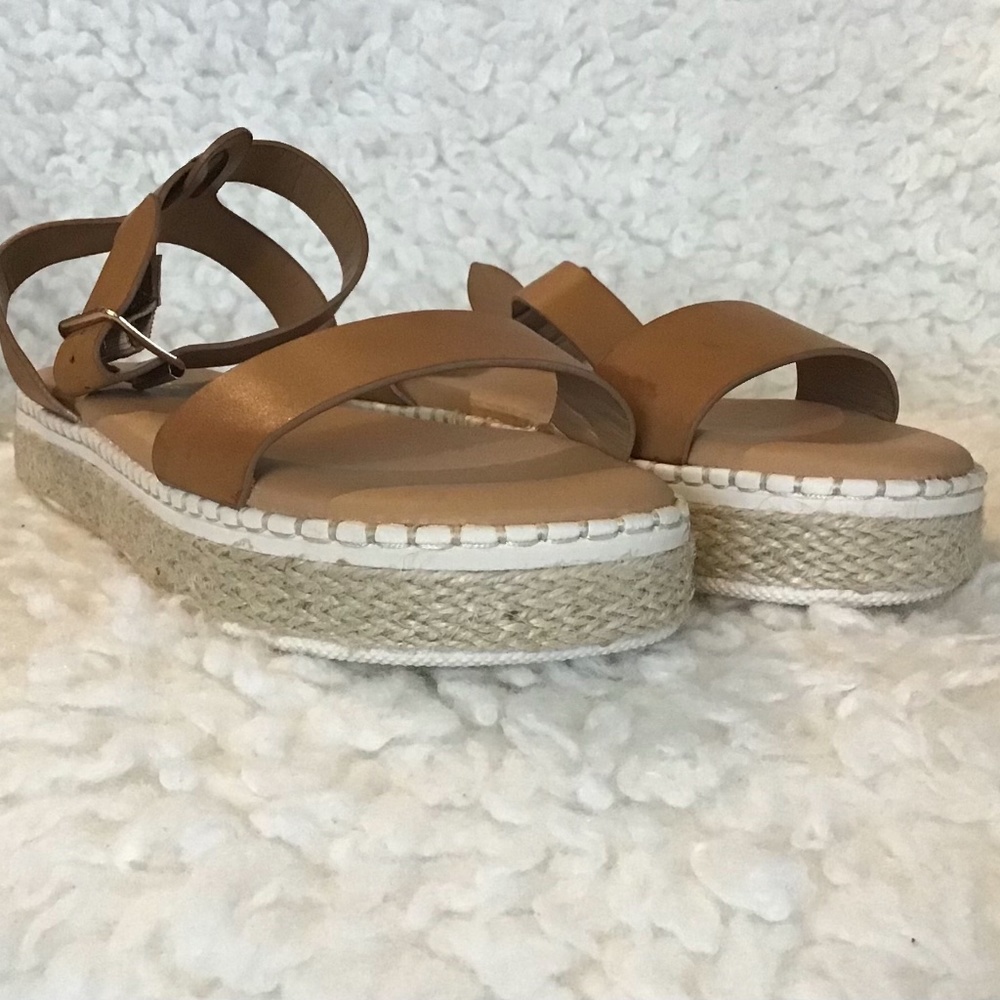Bamboo ankle strap espadrille summer sandals size 8
